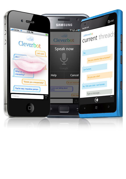 cleverbot app on three devices