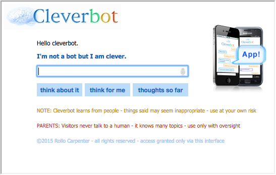 Screenshot of the Cleverbot iframe